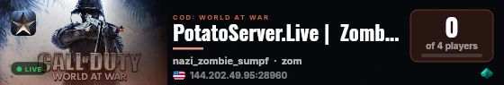 PotatoServer.Live |  Zombies live status badge