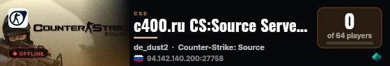 c400.ru CS:Source Server [ex Dust2 only] v11003710 [HLstatsX] live status badge