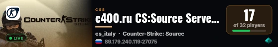 c400.ru CS:Source Server [cs_italy only] live status badge
