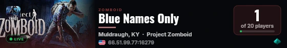 Blue Names Only live status badge