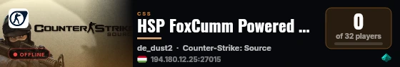 HSP FoxCumm Powered CS:S Server live status badge