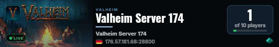 Valheim Server 174 live status badge