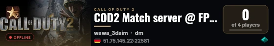 COD2 Match server @ FPSChallenge.eu live status badge