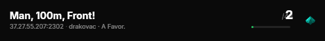 Man, 100m, Front! live status badge