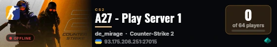 A27 - Play Server 1 live status badge