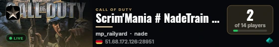 Scrim'Mania # NadeTrain | www.DevLuxe.eu live status badge