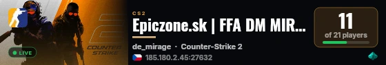 Epiczone.sk | FFA DM MIRAGE [!ws !knife !gloves !agents] live status badge