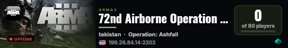 72nd Airborne Operation Server live status badge