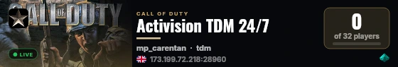 Activision TDM 24/7 live status badge