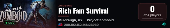 Rich Fam Survival live status badge