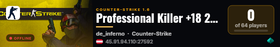 Professional Killer +18 24/7 live status badge