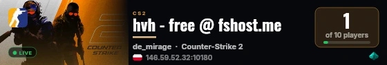 hvh - free @ fshost.me live status badge
