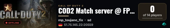 COD2 Match server @ FPSChallenge.eu live status badge