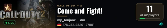 Come and Fight! live status badge