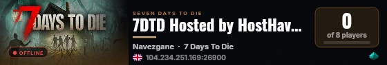 7DTD Hosted by HostHavoc.com live status badge