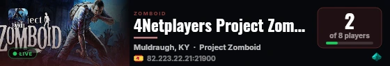4Netplayers Project Zomboid Server live status badge
