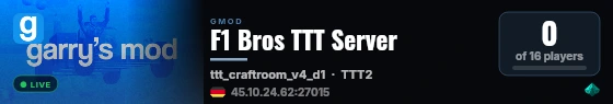 F1 Bros TTT Server live status badge