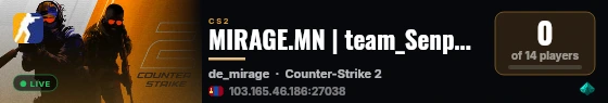 MIRAGE.MN | team_Senpaiiヅ vs team_NIRVAANFACE live status badge