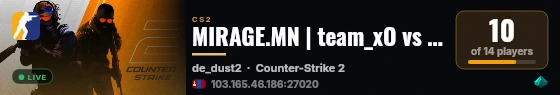 MIRAGE.MN | team_xO vs team_1-1 live status badge