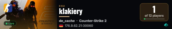 klakiery live status badge