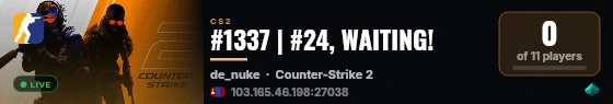 #1337 | #24, WAITING! live status badge