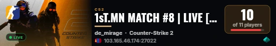 1sT.MN MATCH #8 | LIVE [1-0] live status badge