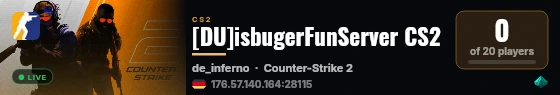 [DU]isbugerFunServer CS2 live status badge