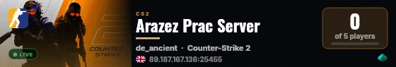 Arazez Prac Server live status badge