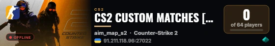 CS2 CUSTOM MATCHES [UA] — CYBERSHOKE.NET live status badge