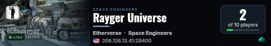 Rayger Universe live status badge
