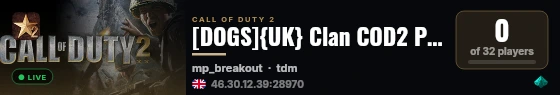 [DOGS]{UK} Clan COD2 Public server live status badge