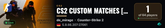 CS2 CUSTOM MATCHES [DE] — CYBERSHOKE.NET live status badge
