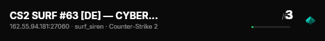 CS2 SURF #63 [DE] — CYBERSHOKE.NET (TIER 1-2 - EASY) live status badge