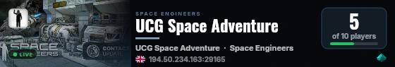 UCG Space Adventure live status badge