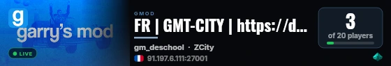 FR | GMT-CITY | https://discord.gg/JfsszqJVtS live status badge