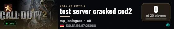 test server cracked cod2 live status badge