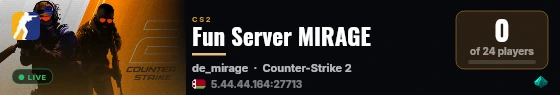 Fun Server MIRAGE live status badge