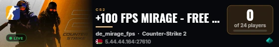 +100 FPS MIRAGE - FREE SKINS live status badge