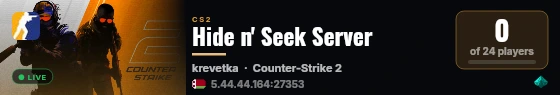 Hide n' Seek Server live status badge