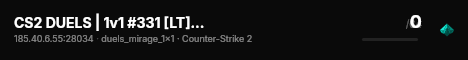 CS2 DUELS | 1v1 #331 [LT] — CYBERSHOKE.NET (ONLY MIRAGE) live status badge