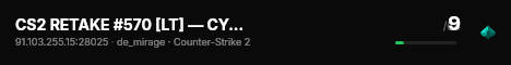 CS2 RETAKE #570 [LT] — CYBERSHOKE.NET (9 SLOTS) live status badge