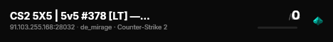 CS2 5X5 | 5v5 #378 [LT] — CYBERSHOKE.NET live status badge