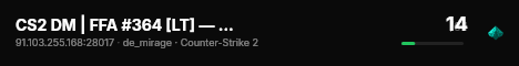 CS2 DM | FFA #364 [LT] — CYBERSHOKE.NET (16 SLOTS) live status badge