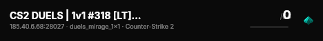 CS2 DUELS | 1v1 #318 [LT] — CYBERSHOKE.NET (ONLY MIRAGE) live status badge