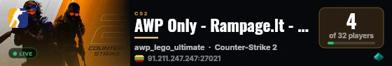 AWP Only - Rampage.lt - Newest Skins !ranks !vip live status badge