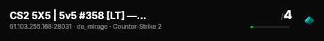 CS2 5X5 | 5v5 #358 [LT] — CYBERSHOKE.NET live status badge