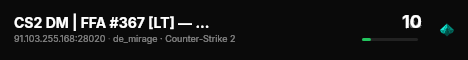 CS2 DM | FFA #367 [LT] — CYBERSHOKE.NET (16 SLOTS) live status badge
