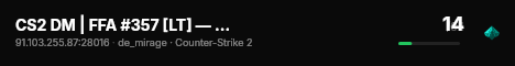 CS2 DM | FFA #357 [LT] — CYBERSHOKE.NET (16 SLOTS) live status badge