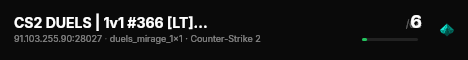 CS2 DUELS | 1v1 #366 [LT] — CYBERSHOKE.NET (ONLY MIRAGE) live status badge