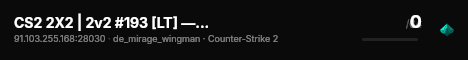 CS2 2X2 | 2v2 #193 [LT] — CYBERSHOKE.NET live status badge